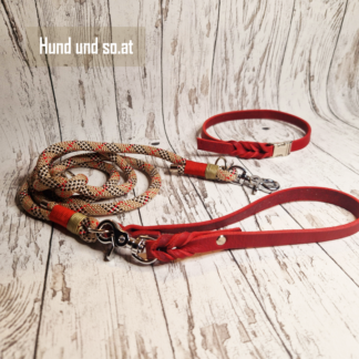 Leder-Cord-Set London Rot