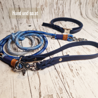 Leder-Cord-Set Wave Blau