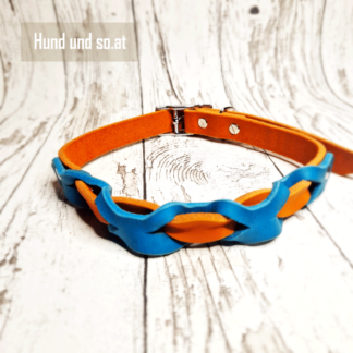 Leder Halsband Orange Türkis