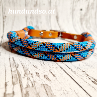 Hundehalsband Seil Orange Türkis