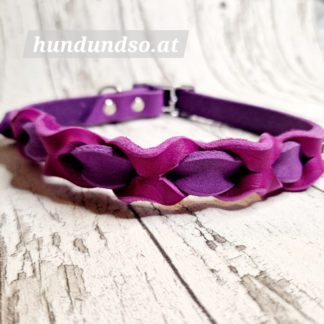 Hundehalsband Leder lila magenta