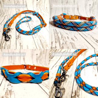 Hundeleine Halsband Set SL Orange Blau