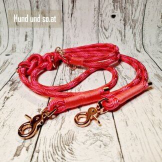 Hundeleine Halsband Set Seil Wave Pink