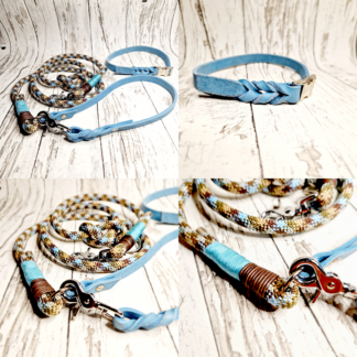 Hundeleine Halsband Set Seil Leder Tundra